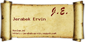Jerabek Ervin névjegykártya